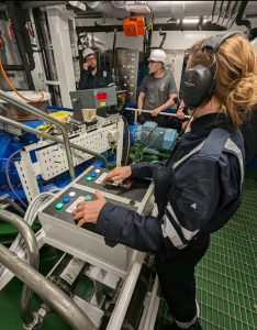 Image of Deck Cadet Harriet on board a ship